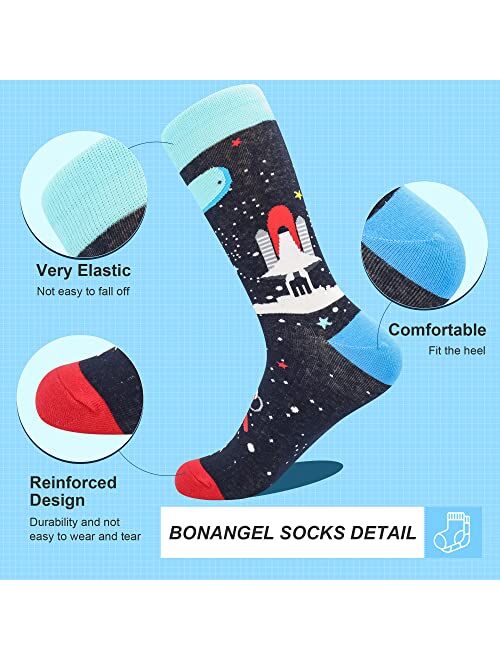 BONANGEL Men's Fun Dress Socks-Colorful Funny Novelty Crew Socks Pack,Crazy Socks Gifts for Men