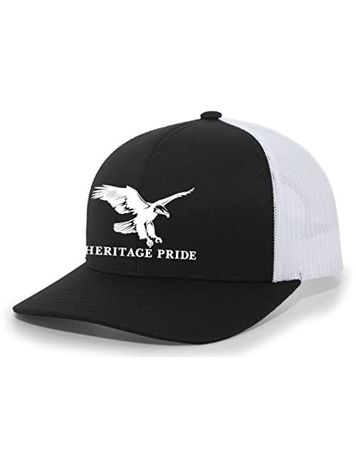 Heritage Pride Flying Eagle Mens Embroidered Mesh Back Trucker Hat Baseball Cap