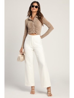 Distinct Instincts Black High-Waisted Wide-Leg Trouser Pants