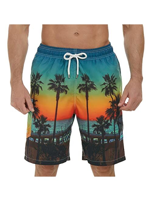 SIX ISLANDS Mens Swim Trunks Recycled Plastic Fabric 9 Inches Long Big and Tall Bathing Suit Boarshorts