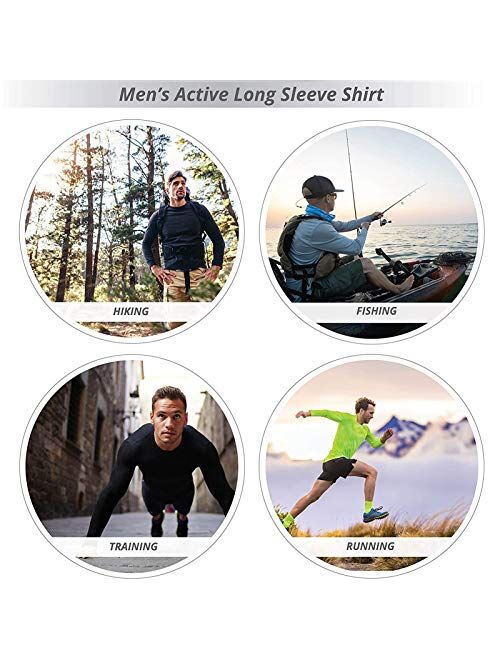 RIQUSTCC Men UPF 50+ Protect UV T-Shirt Long Sleeve Performance Fishing Shirt