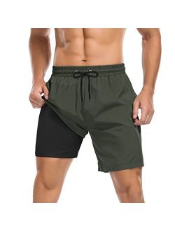 American Trends Men's Swim Trunks Quick Dry Mens Swimming Trunks with Compression Liner Stretch Board Shorts