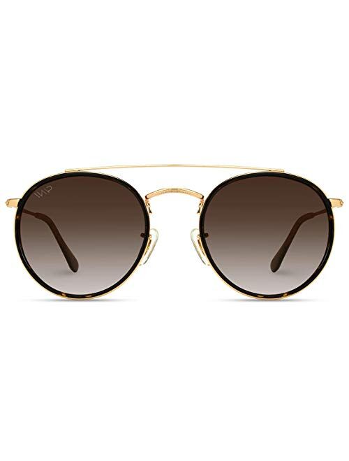 WearMe Pro - Round Double Bridge Polarized Modern Retro Sunglasses