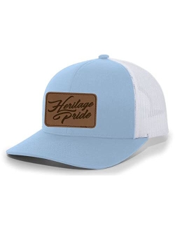 Script Logo Laser Engraved Leather Mens Trucker Hat Baseball Cap