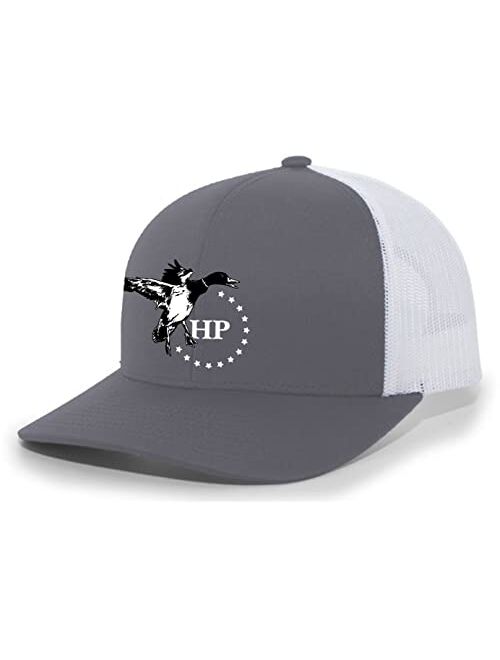 Heritage Pride HP Black & White Duck and Stars Mesh Back Embroidered Trucker Hat Baseball Cap
