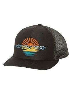 Retro Sunset Mens Embroidered Mesh Back Trucker Hat