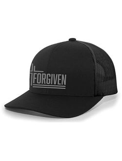 Forgiven Cross Christian Mens Hat Embroidered Mesh Back Trucker Baseball Cap