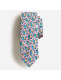 Silk twill tie in floral print