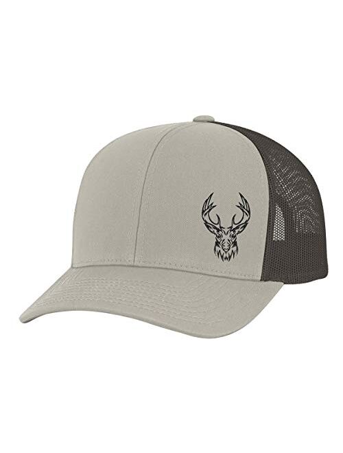Heritage Pride Men's Hunting Season Mesh Back Trucker Hat, Deer Stag Head, Khaki/Brown