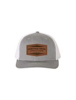 Heather Grey and White Laser Engraved Leather Patch State Pride Hat