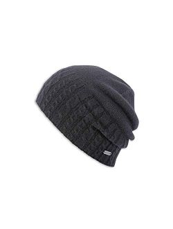 Womens Adore Slouch Cable Knit Beanie, Black, One Size