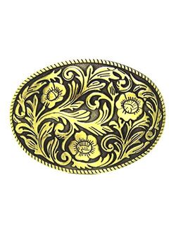 MASOP VOGU Antique Engraved Flower Solid Metal Belt Buckle Men Women Western Cowboy