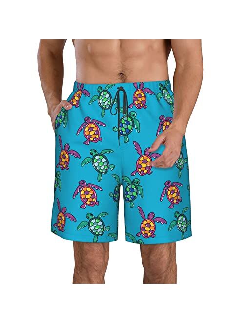 Shuwekk Mens American Flag Swim Trunks Summer Surf Board Shorts Quick Dry Beach Shorts with Mesh Lining Pants