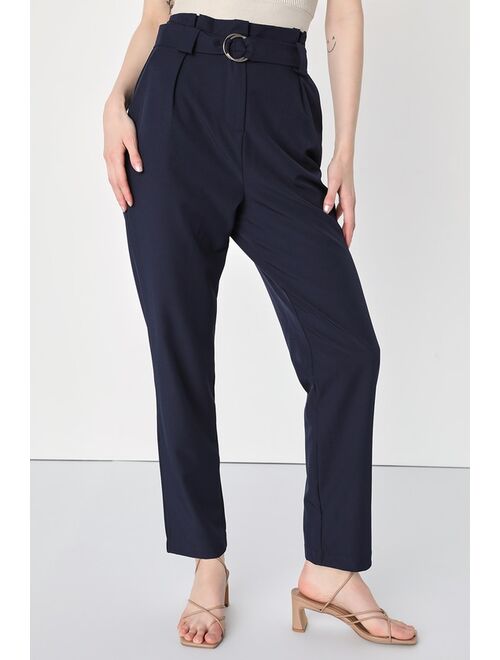 Lulus Curated Aesthetic Navy Blue Straight Leg Trouser Pants