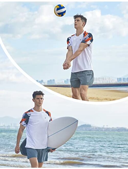 Ezrun Men's Short Sleeve Swim Shirts Quick Dry Rash Guard UPF 50+ UV Sun Protection T-Shirt Beach Fishing Water Shirts