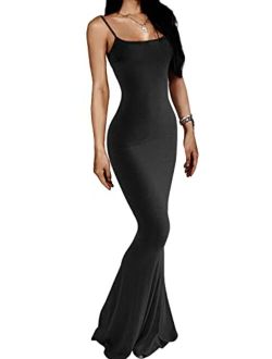 AnotherChill Women's Casual Lounge Slip Long Dress Sexy Sleeveless Backless Bodycon Maxi Dresses 2023 Summer Slim Elegant