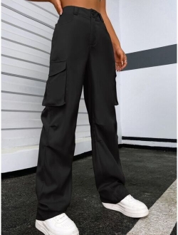 EZwear Solid Flap Pocket Pants