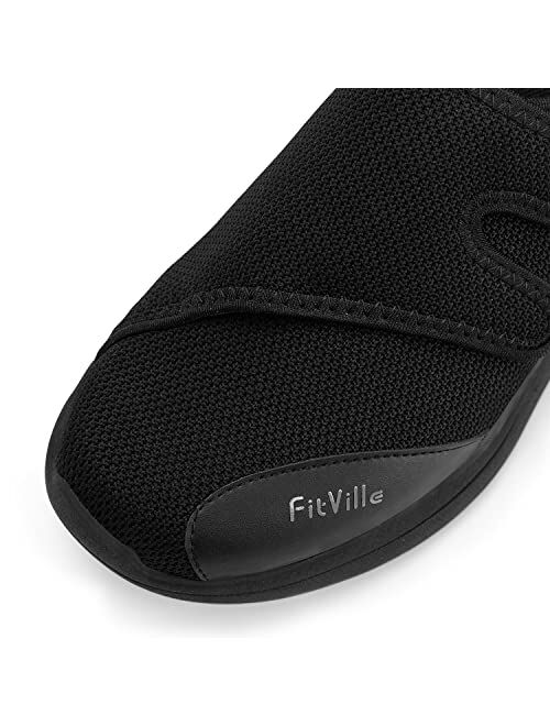 FitVille Diabetic Shoes for Men Extra Wide Width Orthopedic Slip-on Shoes Adjustable Closure Walking Sneakers with Arch Support Cushioning Therapeutic for Swollen Feet - 