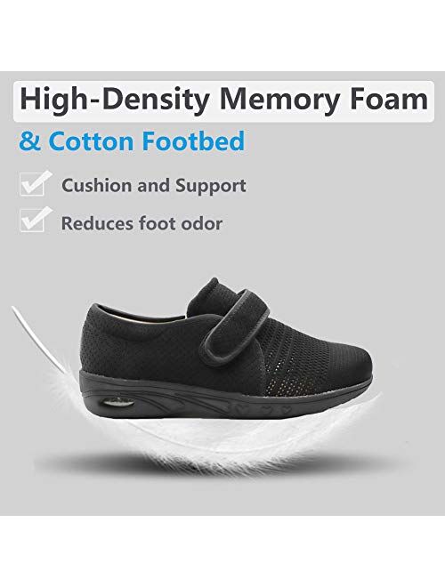 Mejormen Womens Diabetic Walking Shoes Adjustable Outdoor Sneakers Recovery Easy On Off Strap Wide Width Slippers Comfort for Seniors Elderly Woman Swollen Feet, Edema, F