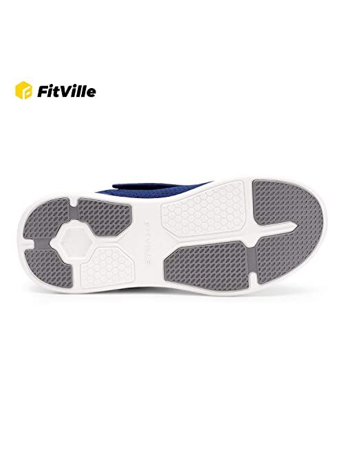 FitVille Diabetic Shoes for Men Extra Wide Slip-on Shoes for Swollen Feet Adjustable Walking Shoes for Elderly Foot Pain Relief Neuropathy - Easy Top Wings V2