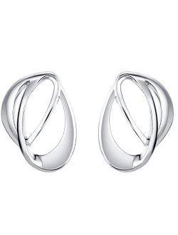 925 Sterling Silver Interlocking Open Teardrop Earrings for Women, Hypoallergenic Fine Jewelry