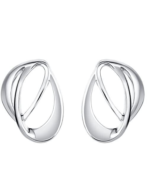 Buy Peora 925 Sterling Silver Interlocking Open Teardrop Earrings for ...