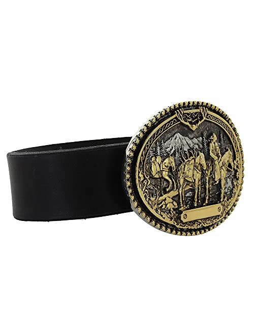 Montana Silversmiths Montana Silversmith Southwest Collection Attitude Western Belt Buckle (Pack Horses and Rider Two Tone silver/gold)