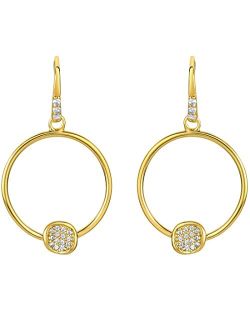Yellow-Tone 925 Sterling Silver Floating Clustered Charm Earrings for Women, Hypoallergenic Fine Jewelry