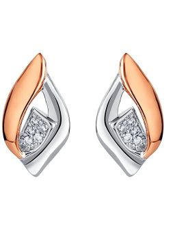 Rose Gold-tone 925 Sterling Silver Floating Ellipse Earrings for Women, Hypoallergenic Fine Jewelry