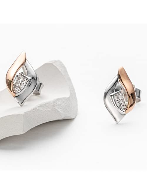 Peora Rose Gold-tone 925 Sterling Silver Floating Ellipse Earrings for Women, Hypoallergenic Fine Jewelry
