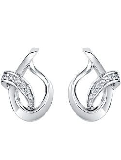 925 Sterling Silver Ribboned Open Teardrop Earrings for Women, Hypoallergenic Fine Jewelry