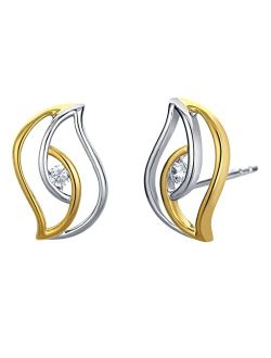 925 Sterling Silver Double Swirled Teardrop Earrings for Women, Hypoallergenic Fine Jewelry