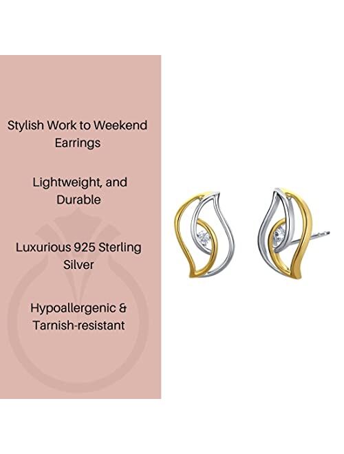 Peora 925 Sterling Silver Double Swirled Teardrop Earrings for Women, Hypoallergenic Fine Jewelry