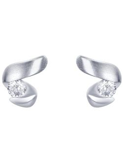 925 Sterling Silver Ribboned Rosette Earrings for Women, Hypoallergenic Fine Jewelry