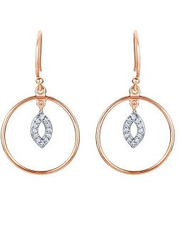 Rose Gold-tone 925 Sterling Silver Pendulum Charm Drop Earrings for Women, Hypoallergenic Fine Jewelry