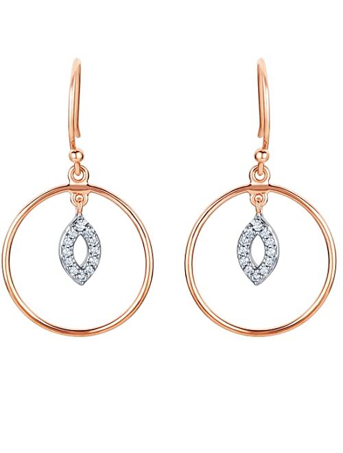 Peora Rose Gold-tone 925 Sterling Silver Pendulum Charm Drop Earrings for Women, Hypoallergenic Fine Jewelry