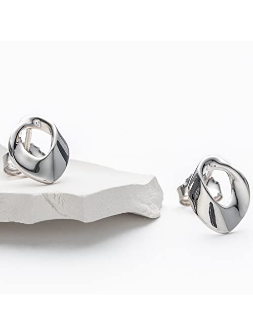 Peora 925 Sterling Silver Sculpted Floating Earrings for Women, Hypoallergenic Fine Jewelry