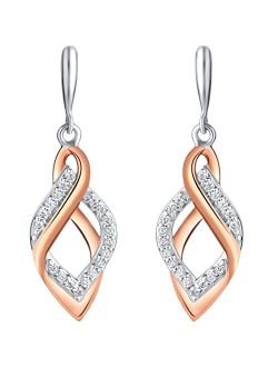Rose Gold-tone 925 Sterling Silver Infinity Teardrop Earrings for Women, Hypoallergenic Fine Jewelry