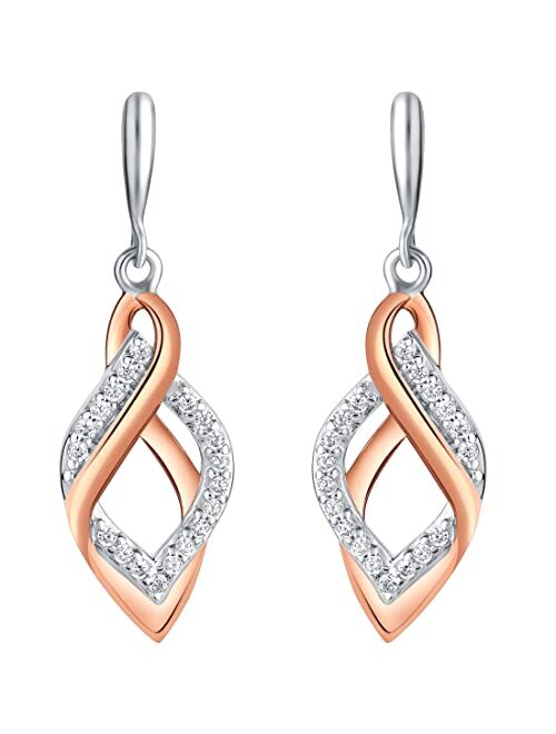 Peora Rose Gold-tone 925 Sterling Silver Infinity Teardrop Earrings for Women, Hypoallergenic Fine Jewelry