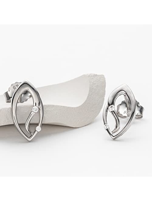 Peora 925 Sterling Silver Side-Swept Charm Earrings for Women, Hypoallergenic Fine Jewelry