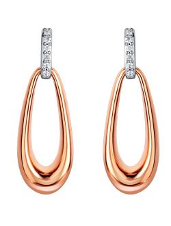 Rose Gold-tone 925 Sterling Silver Organic Open Teardrop Earrings for Women, Hypoallergenic Fine Jewelry