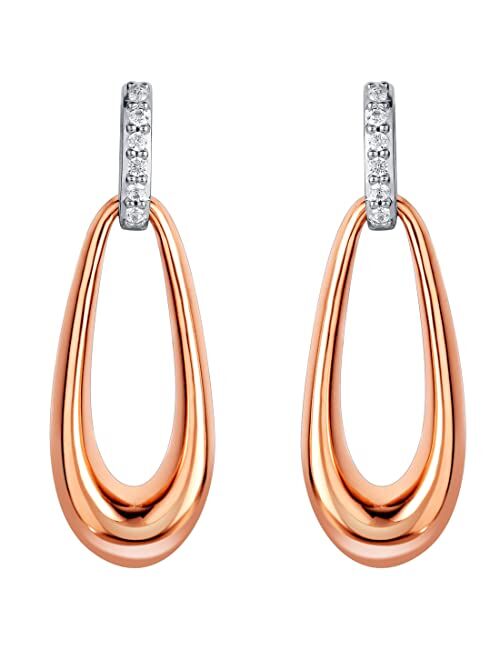 Peora Rose Gold-tone 925 Sterling Silver Organic Open Teardrop Earrings for Women, Hypoallergenic Fine Jewelry