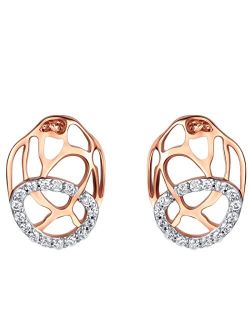 Rose Gold-tone 925 Sterling Silver Organic Lattice Raindrop Earrings for Women, Hypoallergenic Fine Jewelry