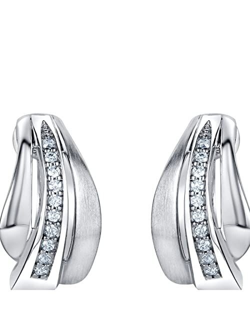 Peora 925 Sterling Silver Windswept Charm Huggie Hoop Earrings for Women, Hypoallergenic Fine Jewelry