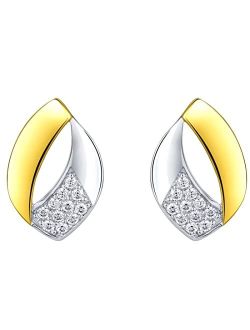925 Sterling Silver Embellished Open Teardrop Earrings for Women, Hypoallergenic Fine Jewelry
