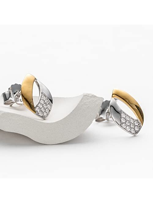 Peora 925 Sterling Silver Embellished Open Teardrop Earrings for Women, Hypoallergenic Fine Jewelry