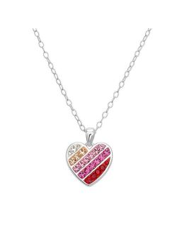 Charming Girl Sterling Silver Crystal Heart Pendant Necklace