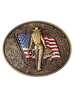 NAOKBOEE Western Cowboy Belt Buckle American Flag Belt Buckles for Men