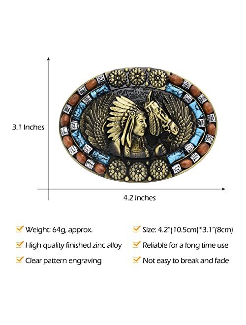 Bboten Native American Indian Chief Belt Buckle for Men, Rodeo Western Vintage Celtic Cowboy Belt Buckle for Women