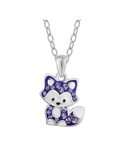 Charming Girl Kids' Sterling Silver Crystal Fox Pendant Necklace